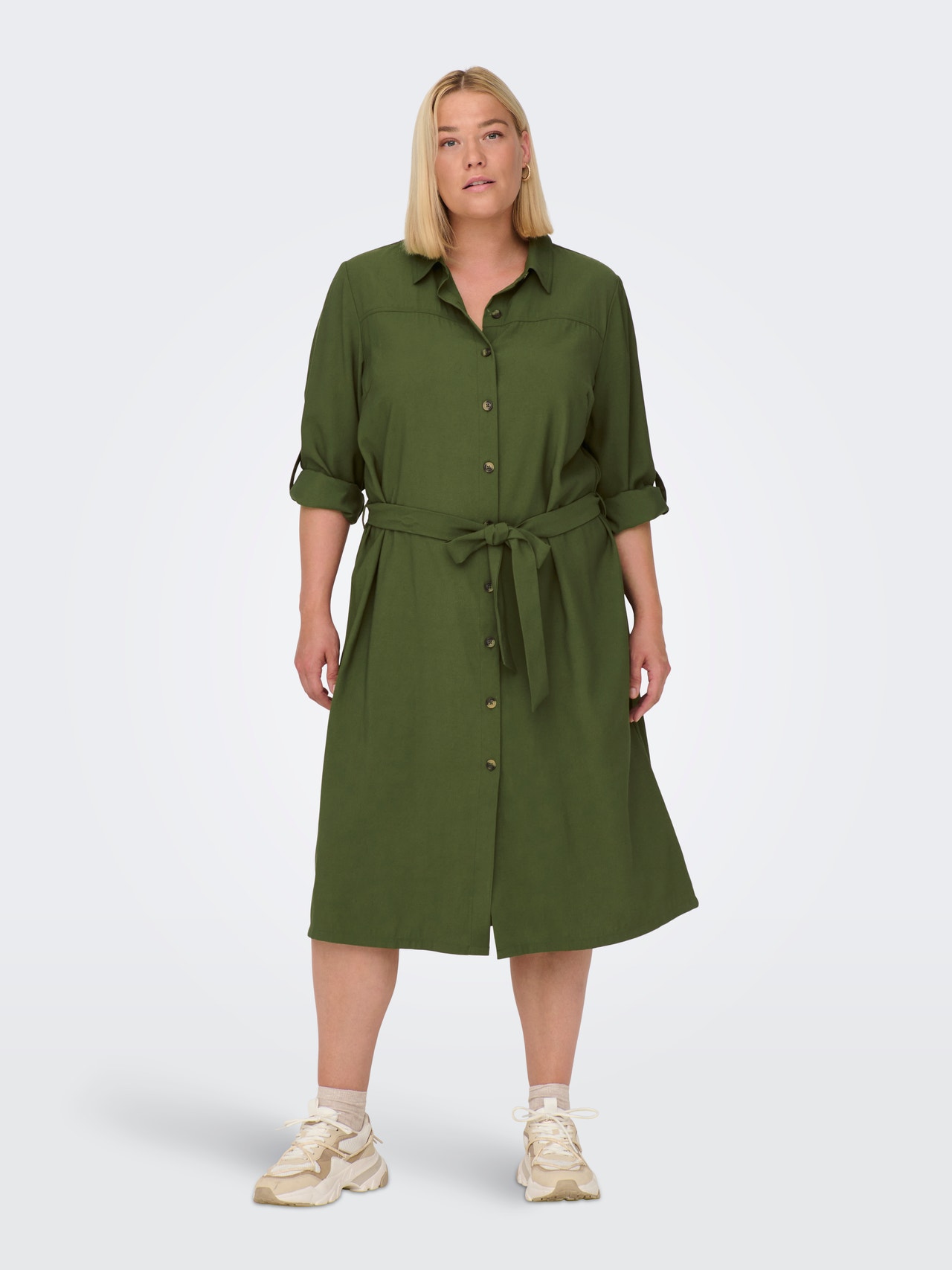 ONLY Curvy midi shirt dress -Winter Moss - 15285282