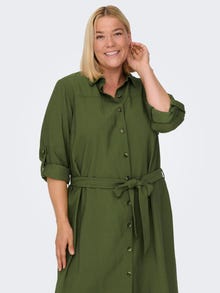 ONLY Regular fit Overhemd kraag Mouwuiteinden met omslag Lange jurk -Winter Moss - 15285282