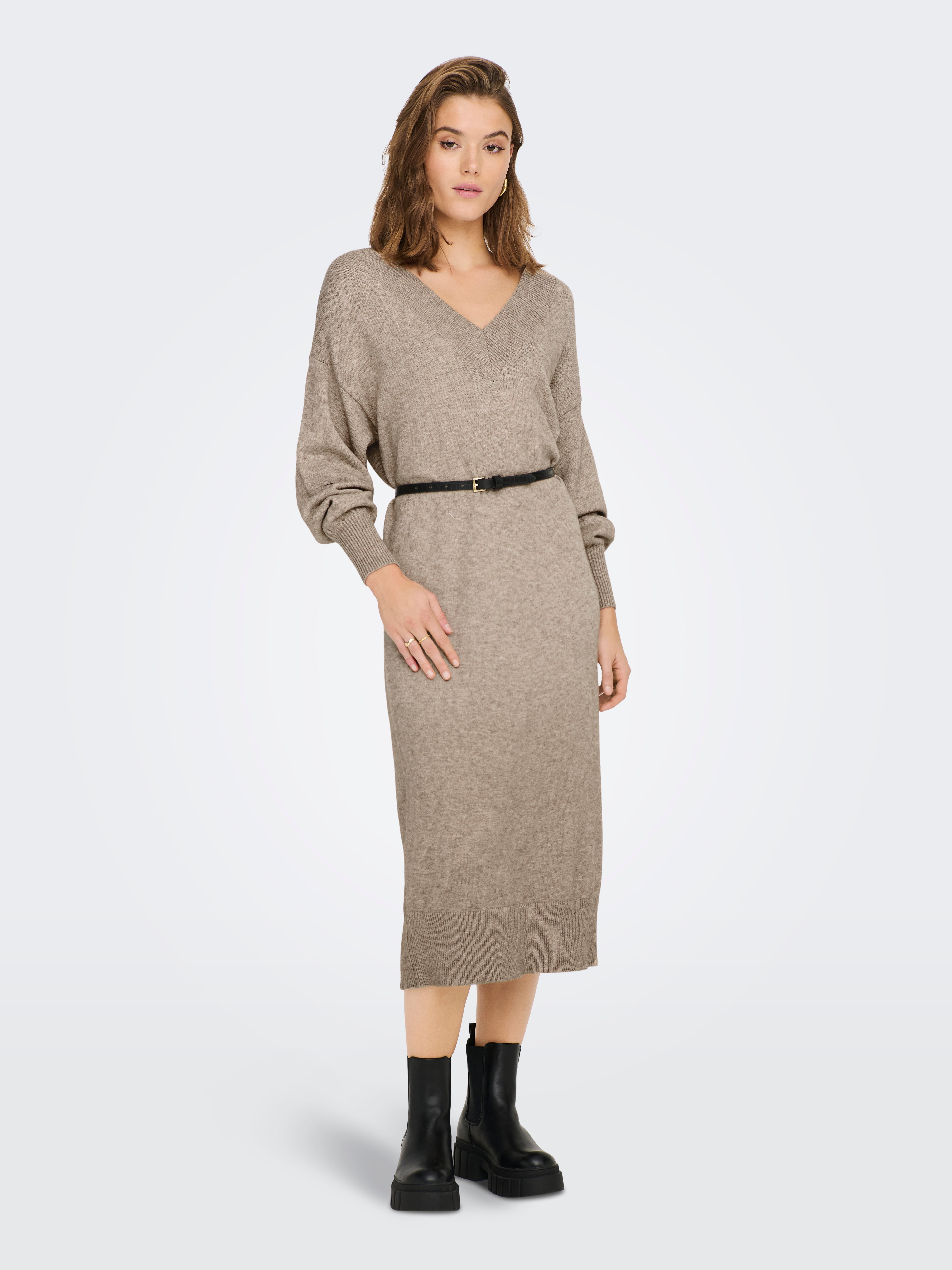 Loose Fit V-Neck Knitted Dress with 20% discount! | ONLY®