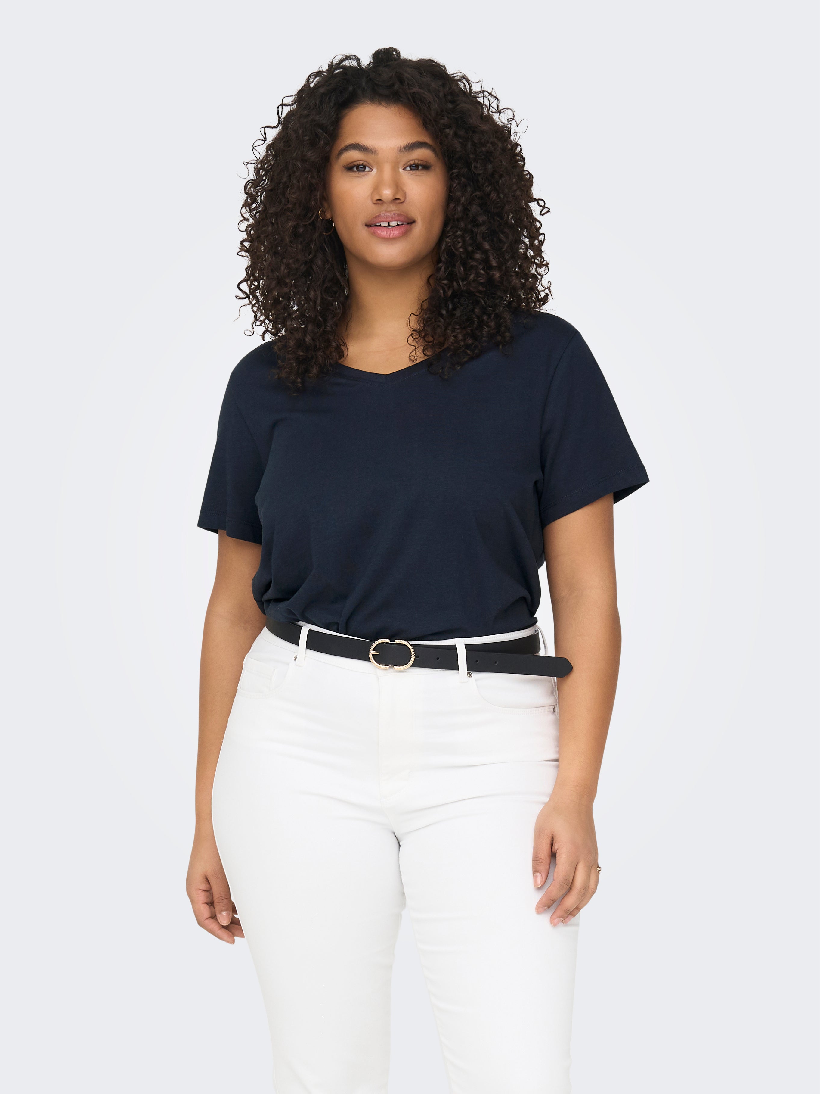 Curvy solid color t-shirt | ONLY® Blue | Dark