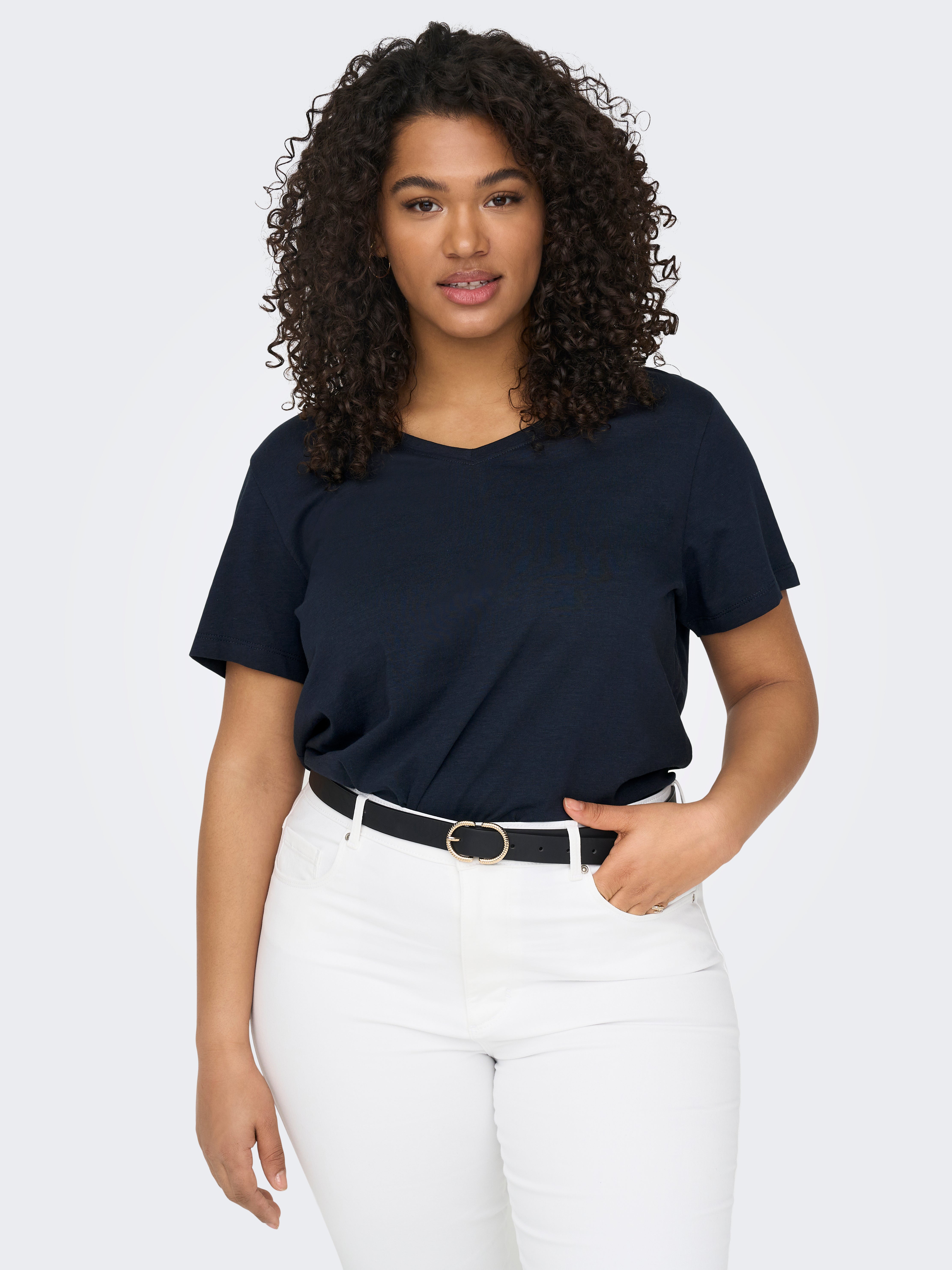 Curvy solid color ONLY® | t-shirt Dark | Blue