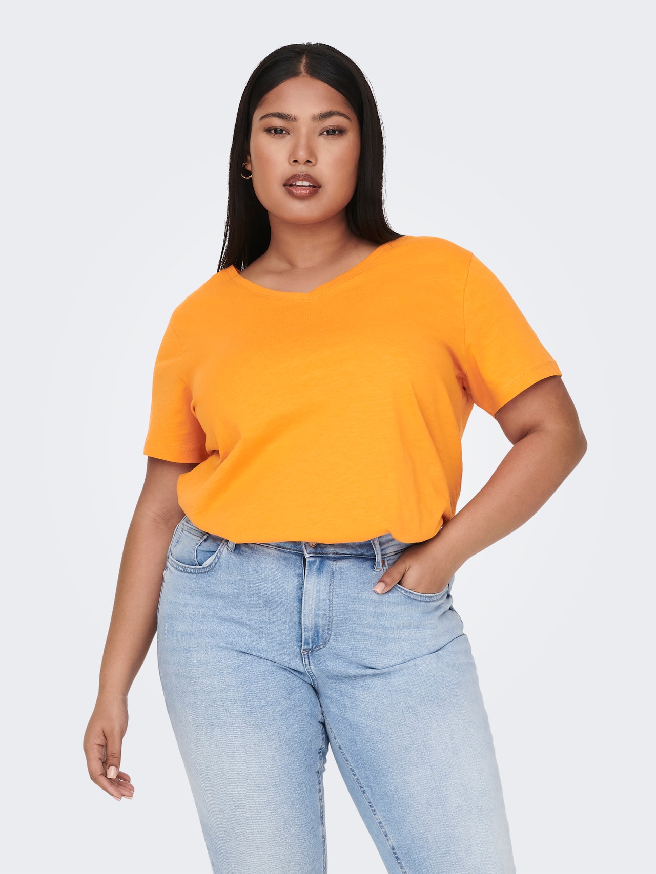 ONLY Regular Fit V-hals T-skjorte -Apricot - 15285965