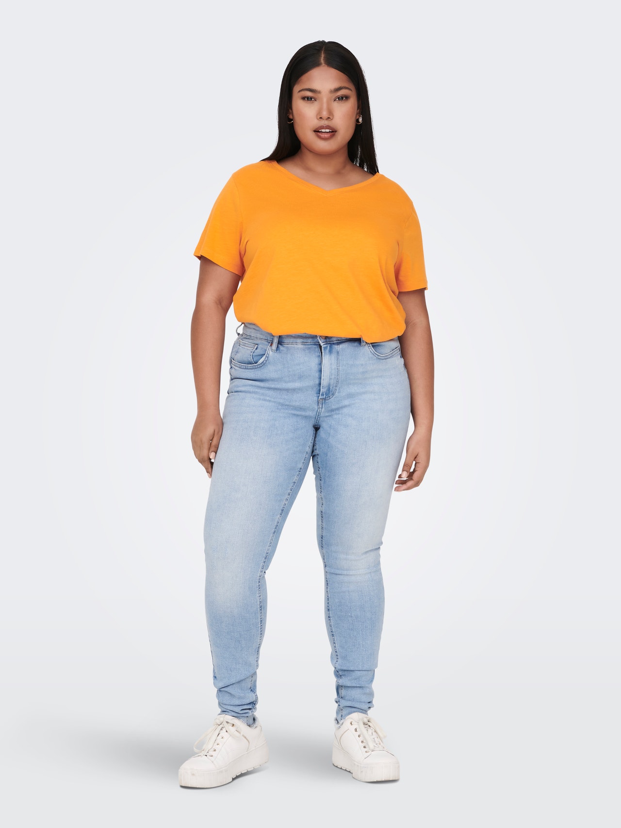 ONLY Curvy ensfarvet t-shirt -Apricot - 15285965