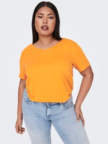 ONLY Normal geschnitten V-Ausschnitt T-Shirt -Apricot - 15285965