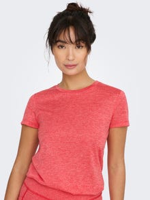 ONLY Ensfarvet Trænings-T-shirt -Sun Kissed Coral - 15285999