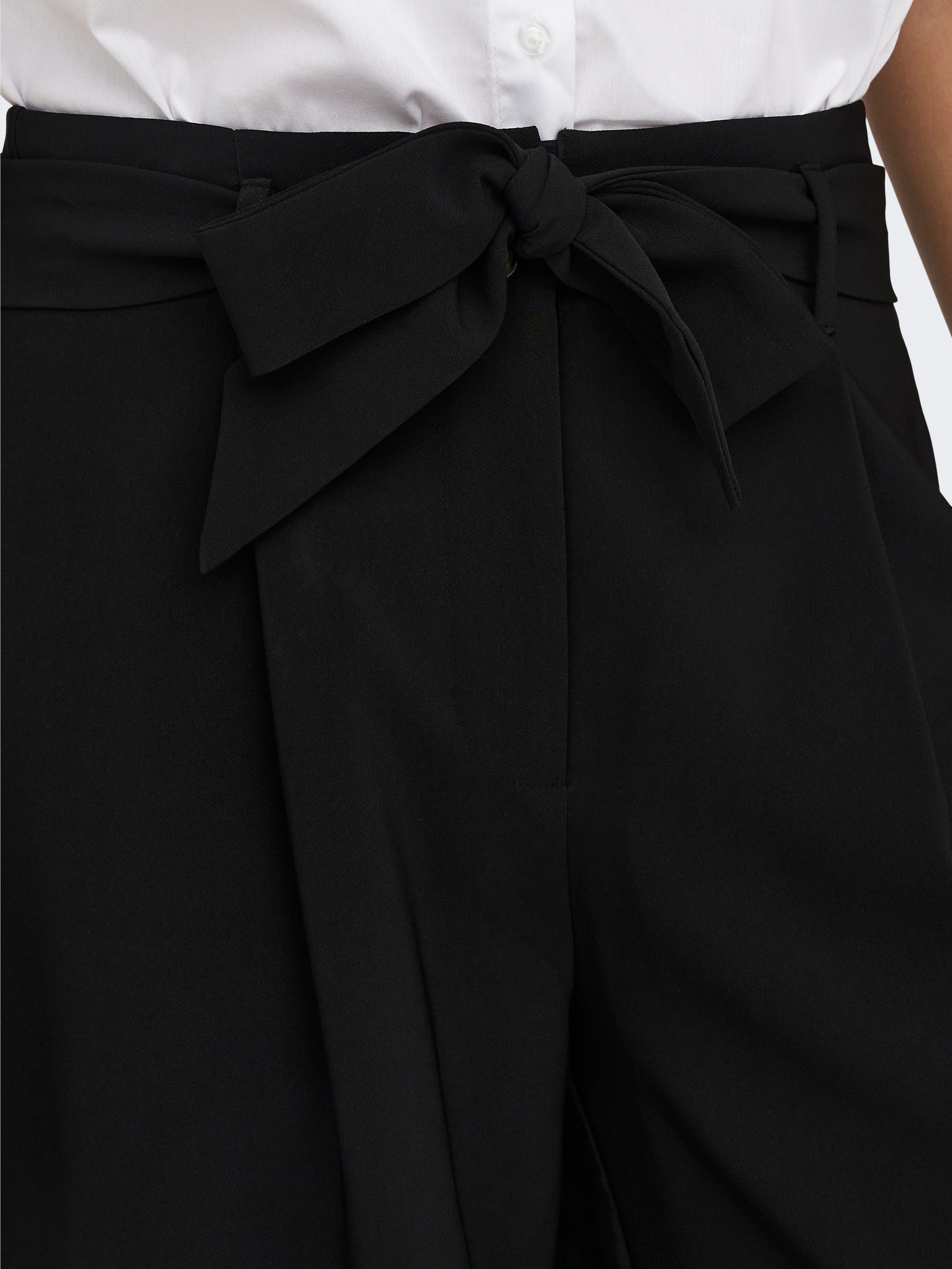 High Waisted Wide Pants With Belt | Black | ONLY®