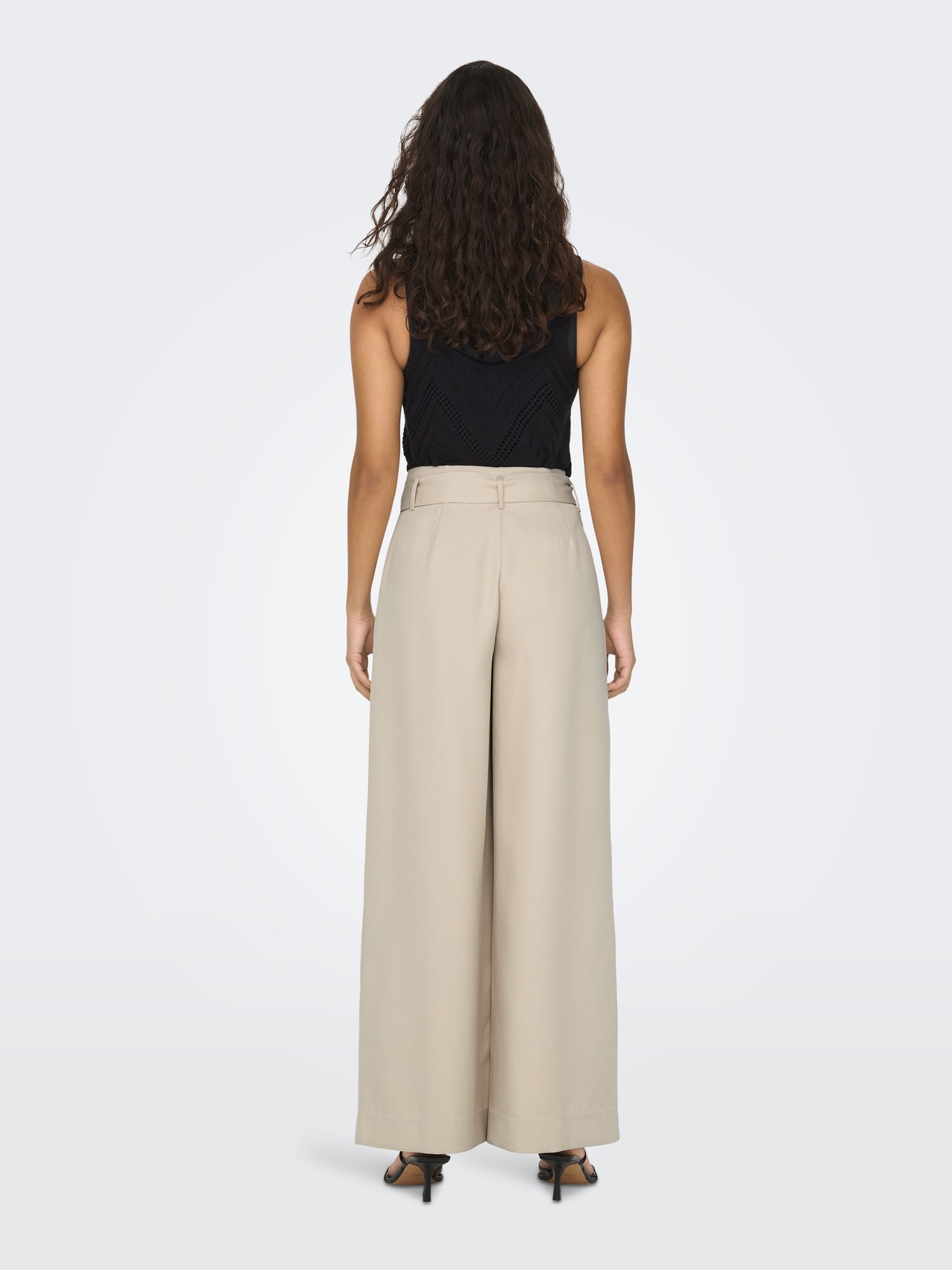 High Waist Belted Trousers, Soft Brown
