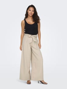 ONLY High Waisted Wide Pants With Belt -Sandshell - 15286399