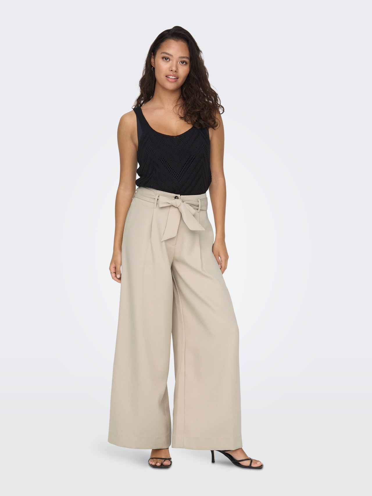ONLY Regular Fit Mid waist Trousers -Sandshell - 15286399