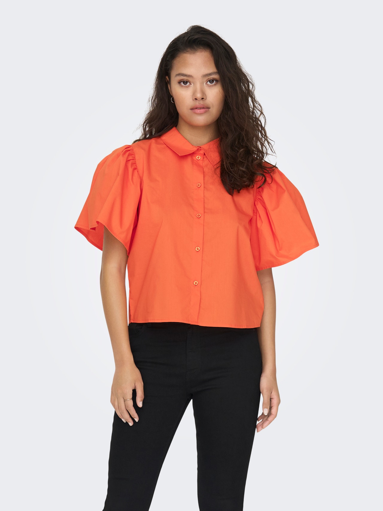 ONLY Shirt with Bell Sleeves -Scarlet Ibis - 15286420