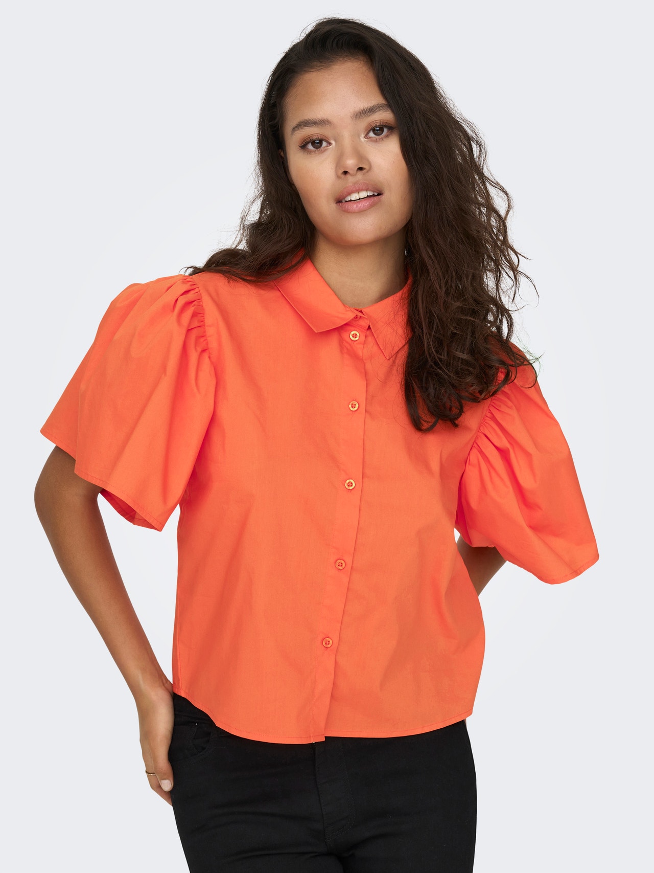 ONLY Shirt with Bell Sleeves -Scarlet Ibis - 15286420
