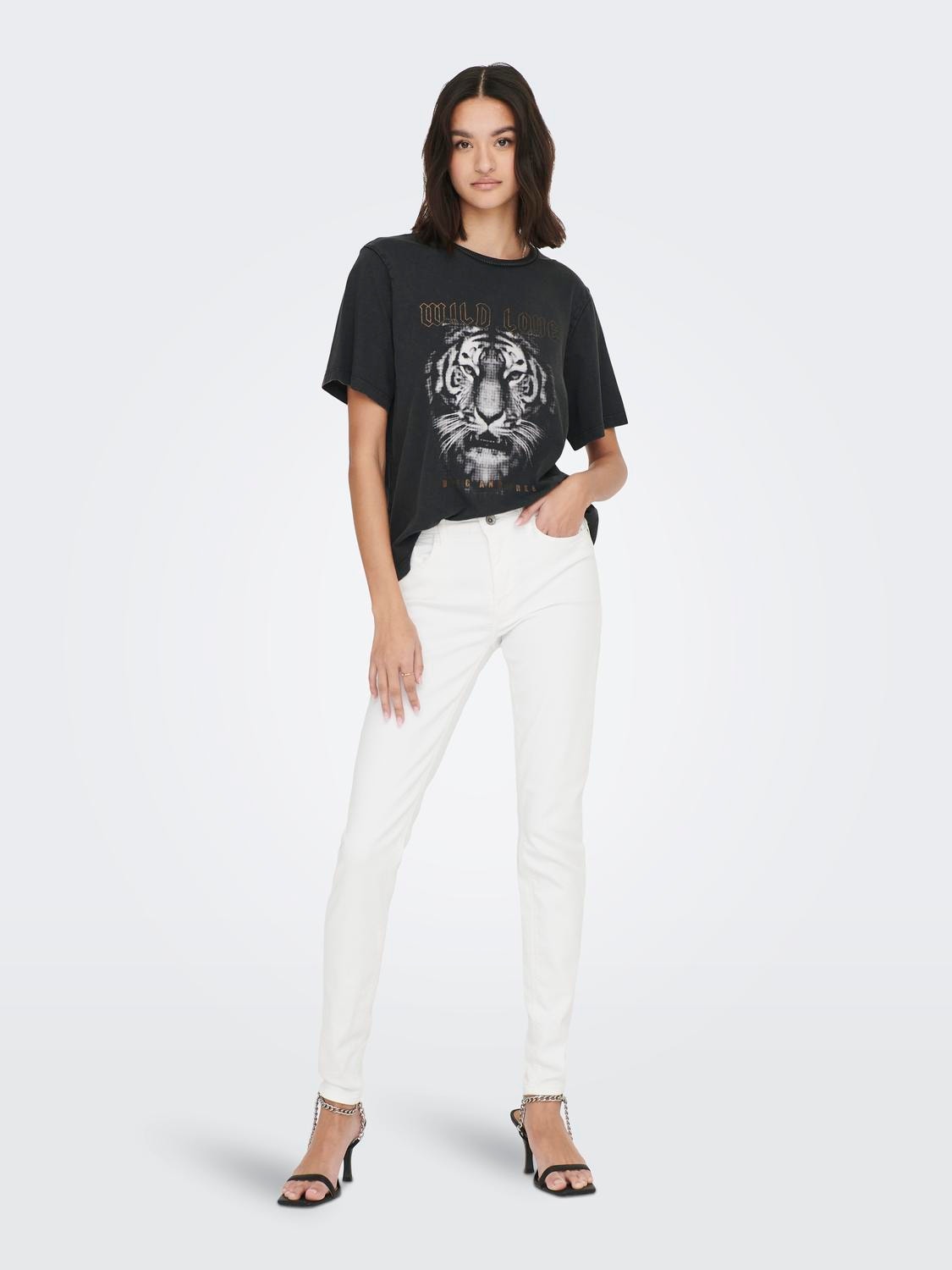 ONLY Jeans Skinny Fit Taille moyenne -White Denim - 15286523