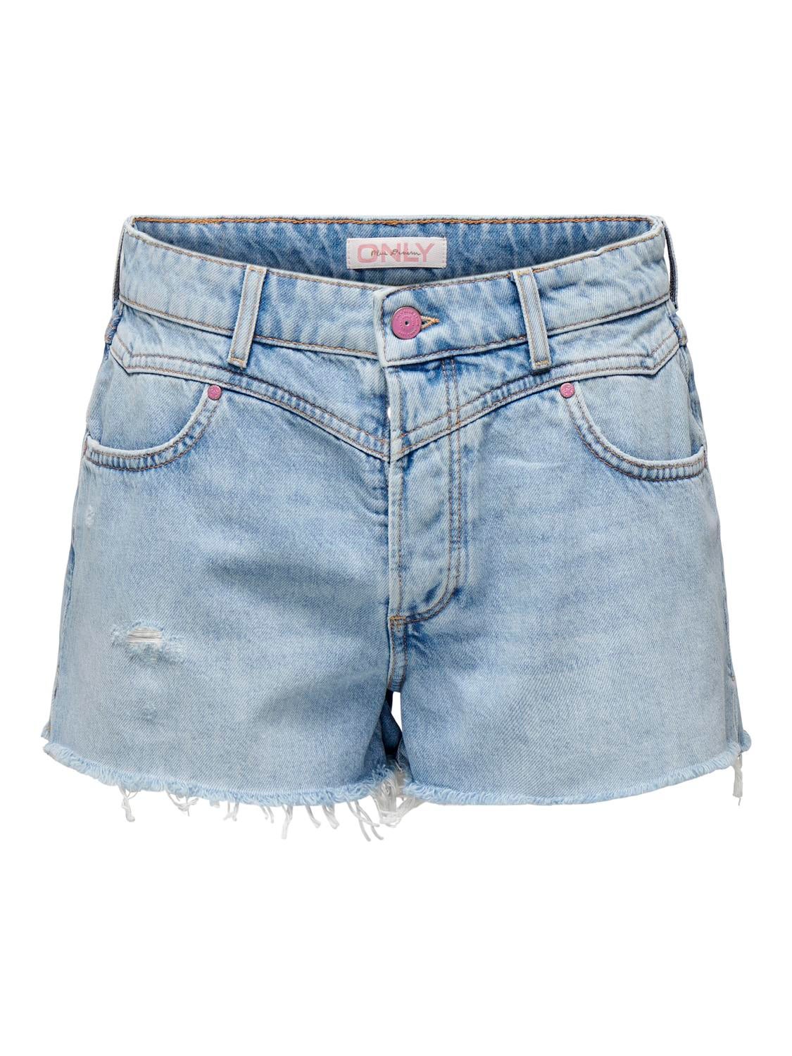 Straight Fit High waist Destroyed hems Shorts with 30 discount