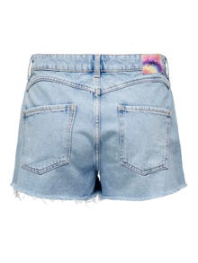 ONLY Shorts Straight Fit Taille haute Ourlé destroy -Medium Blue Denim - 15286535