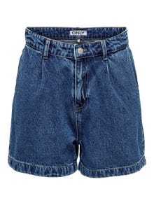 ONLY Weiter Beinschnitt Hohe Taille Shorts -Medium Blue Denim - 15286694