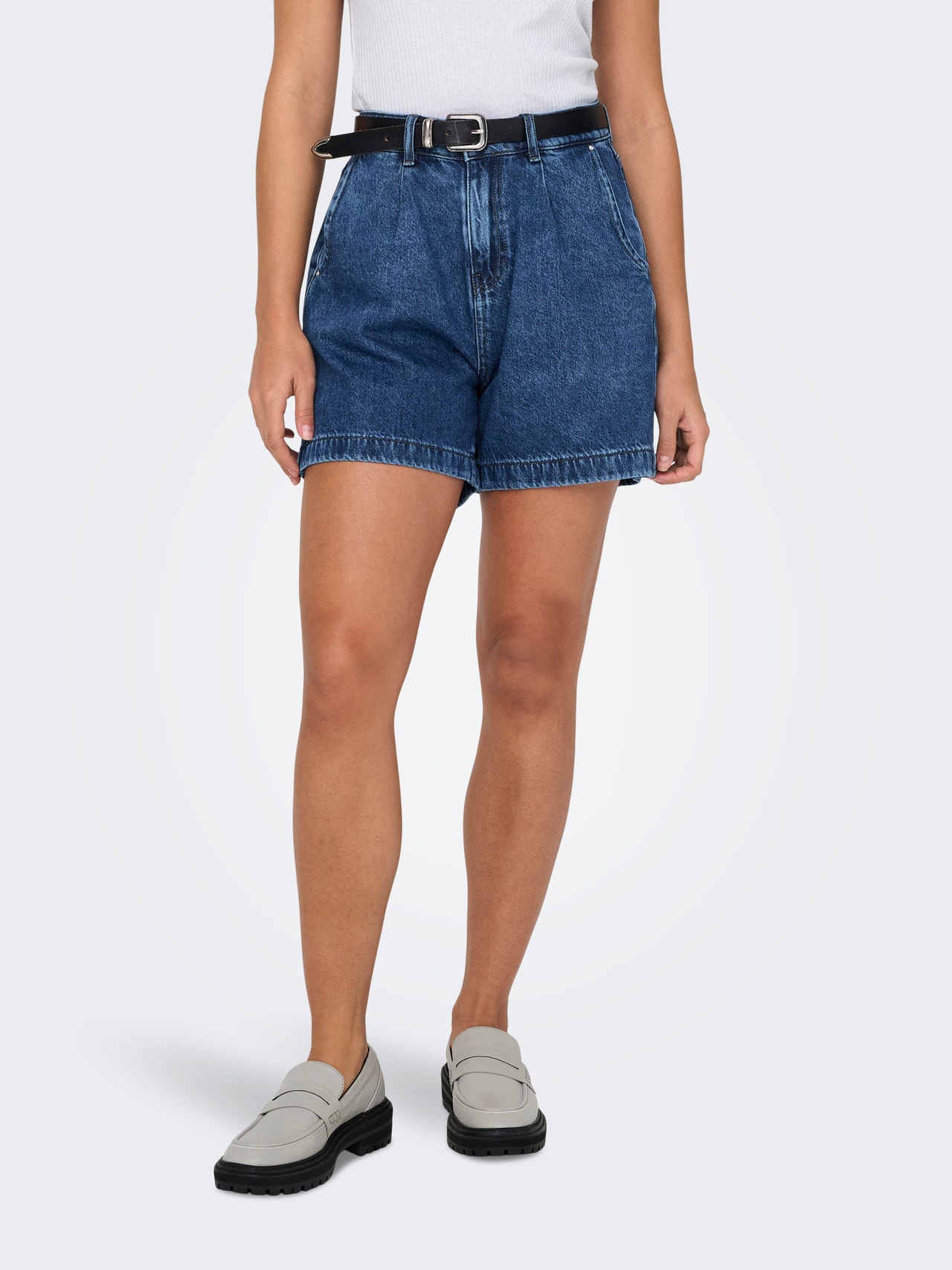 ONLY Wide Leg Fit High waist Shorts -Medium Blue Denim - 15286694