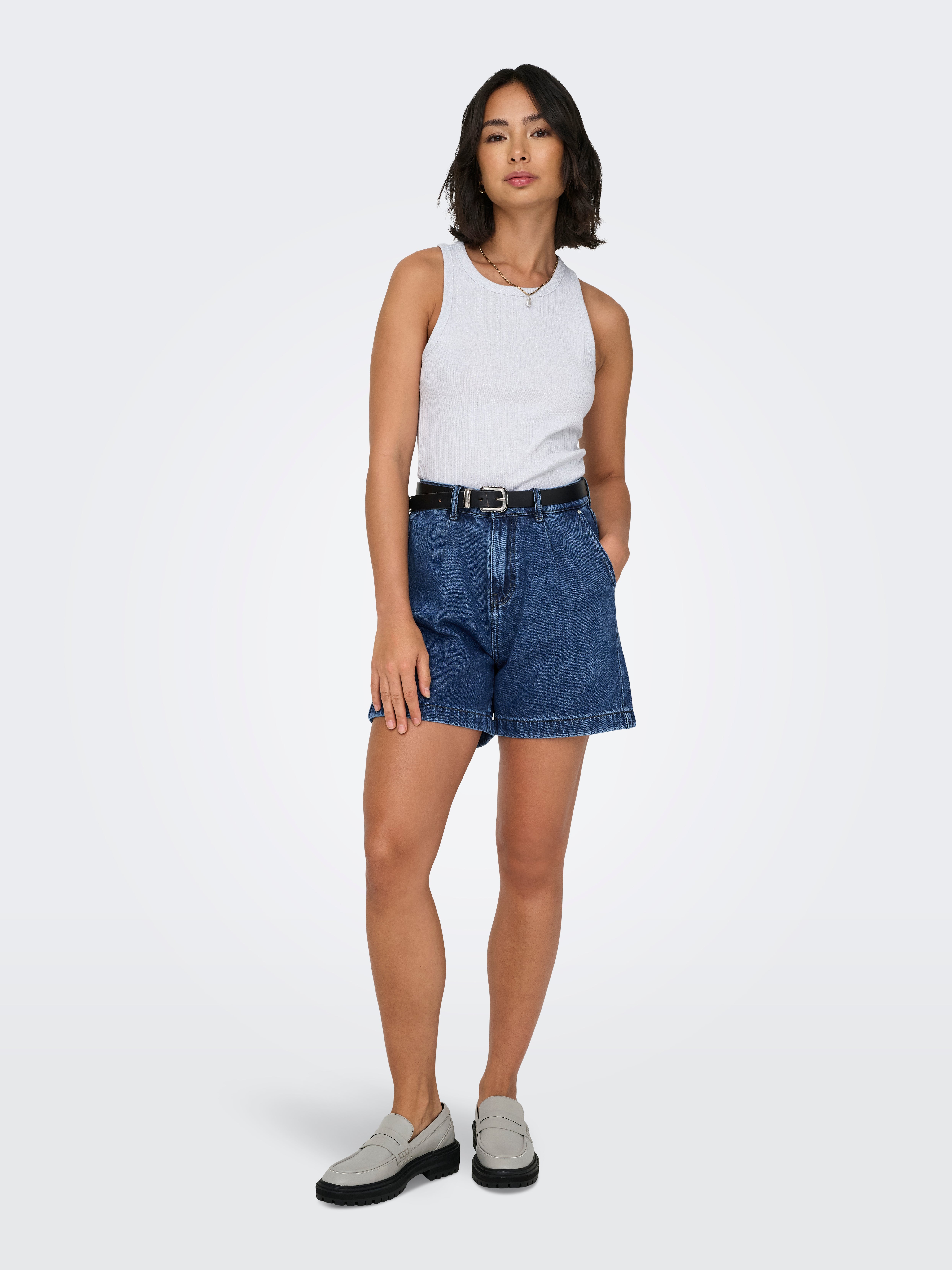 Weiter Beinschnitt Hohe Taille Shorts