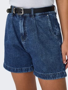 ONLY Weiter Beinschnitt Hohe Taille Shorts -Medium Blue Denim - 15286694