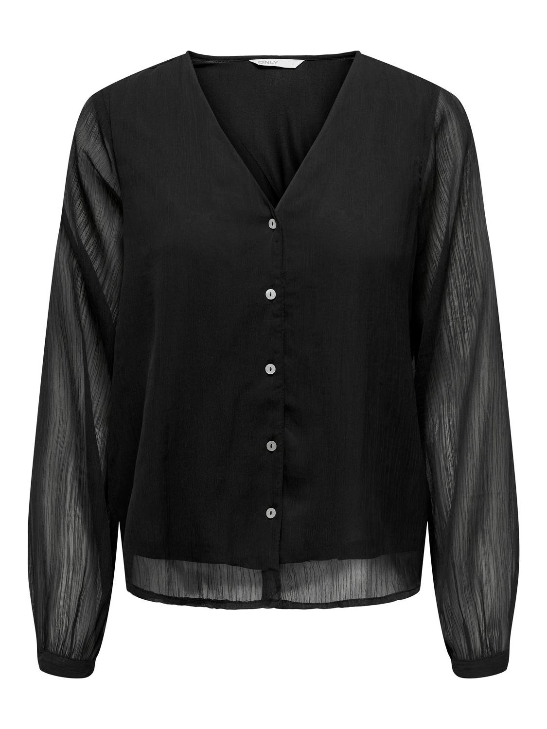 ONLY V-NECK TOP WITH LONG SLEEVES -Black - 15286738