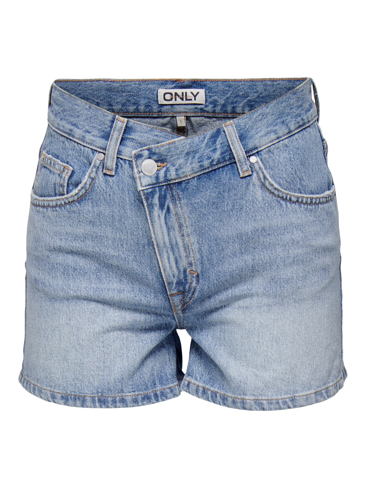 ONLY Straight Fit High waist Shorts -Light Blue Denim - 15286886