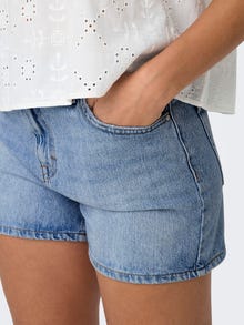 ONLY Gerade geschnitten Hohe Taille Shorts -Light Blue Denim - 15286886