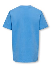 ONLY Avslappnad O-ringning T-shirt -Azure Blue - 15286997