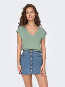 ONLY Regular Fit V-Neck Top -Lily Pad - 15287041