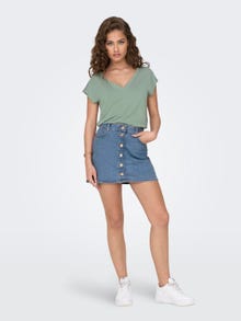 ONLY V-NECK TOP WITH SHORT SLEEVES  -Lily Pad - 15287041