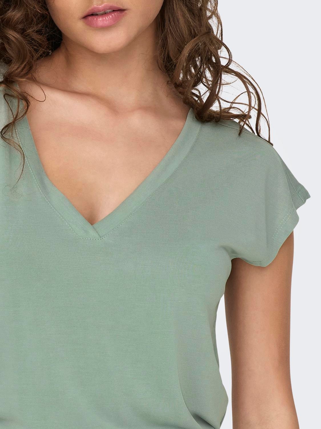 ONLY Normal geschnitten V-Ausschnitt Top -Lily Pad - 15287041