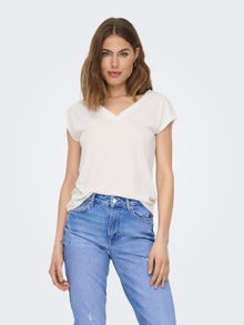 ONLY Tops Corte regular Cuello en V -Cloud Dancer - 15287041