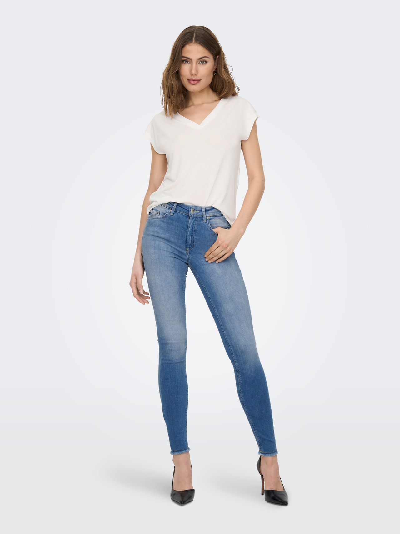 ONLY Skinny Fit High waist Jeans -Light Blue Denim - 15287165