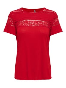 ONLY Tops Regular Fit Col rond -High Risk Red - 15287209