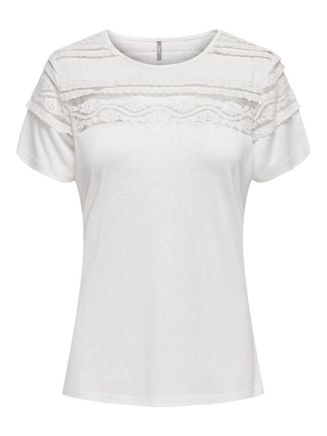 ONLY Lace mix Short Sleeved Top - 15287209