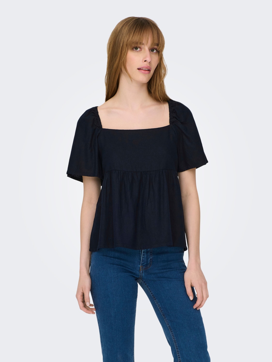 ONLY Regular Fit Square neck Volume sleeves Top -Sky Captain - 15287230