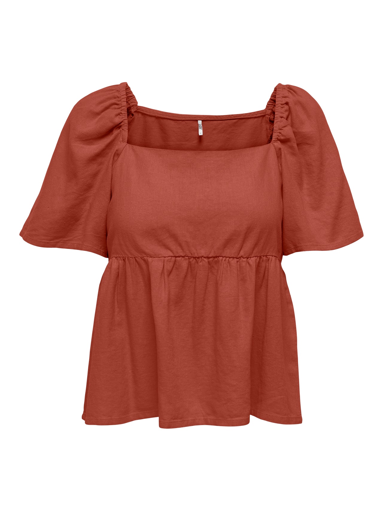 ONLY Regular Fit Square neck Volume sleeves Top -Hot Sauce - 15287230