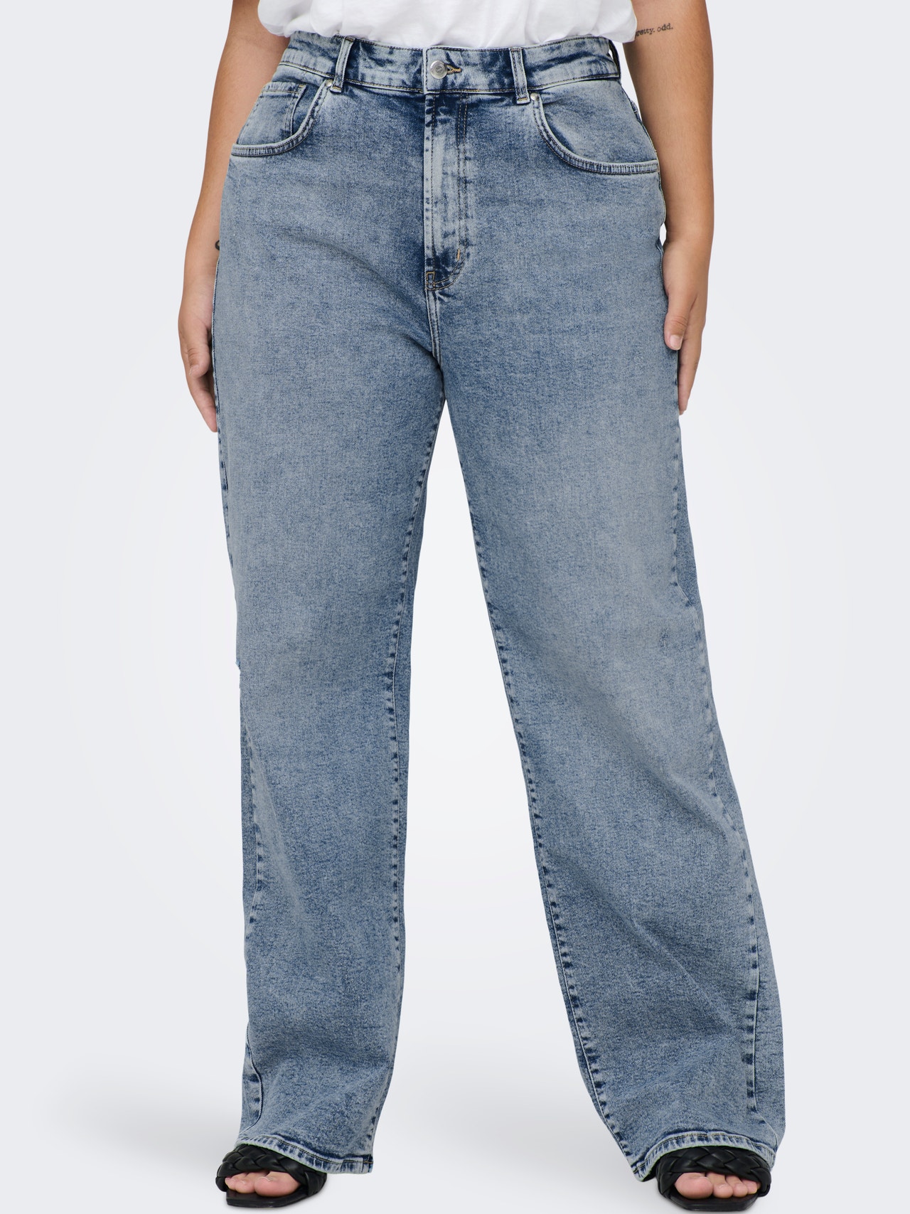 ONLY CARHope holgado, para talla grande Jeans de talle alto -Light Blue Denim - 15287280