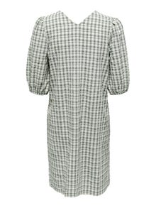 ONLY Regular fit Vierkante hals Geribde mouwuiteinden Korte jurk -Whitecap Gray - 15287333