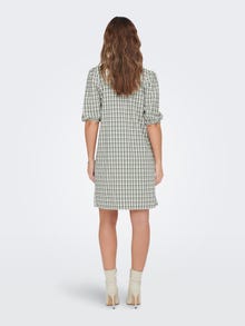 ONLY Normal geschnitten Trapezausschnitt Gerippte Ärmelbündchen Kurzes Kleid -Whitecap Gray - 15287333