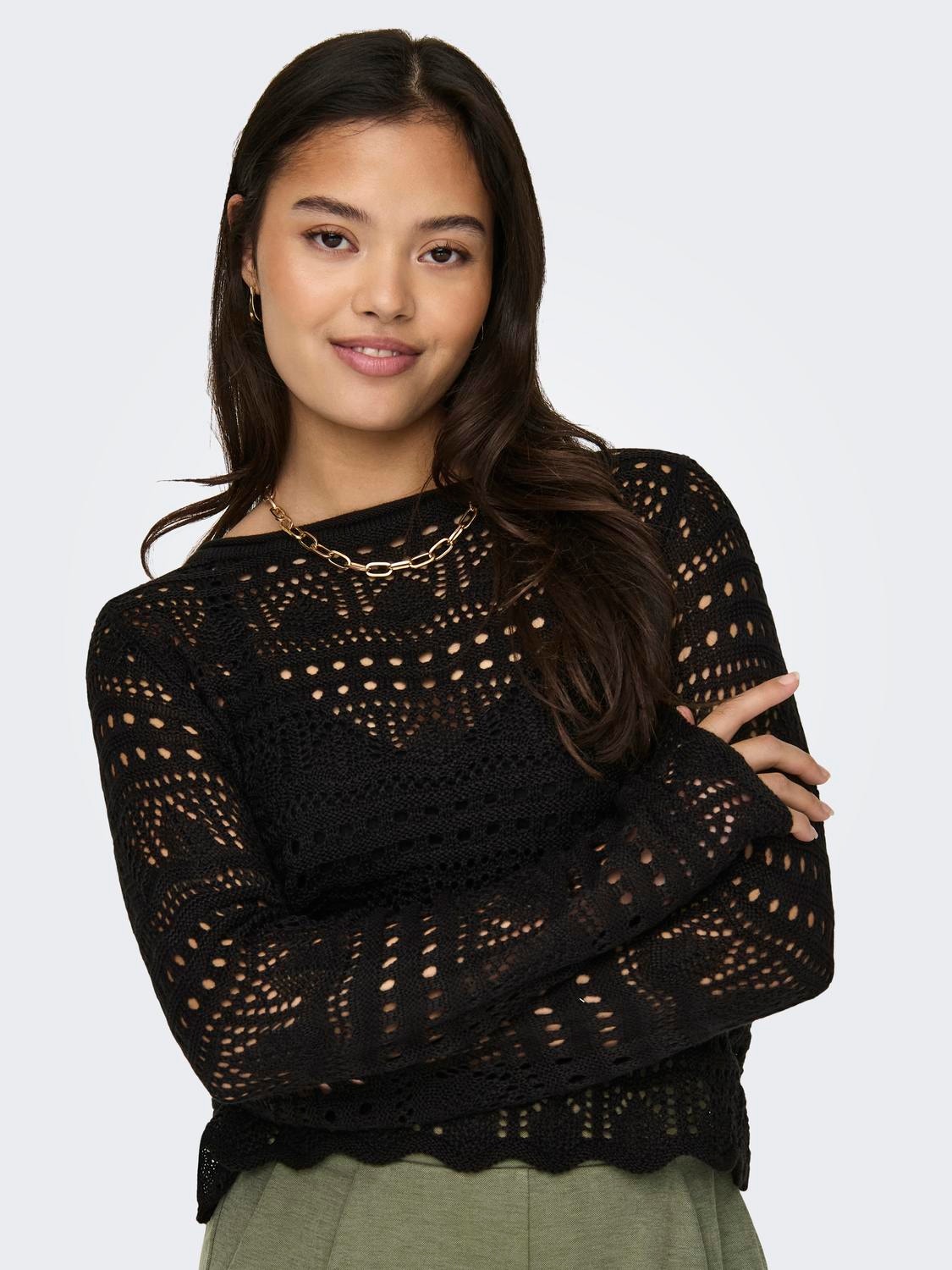 ONLY Boat neck Pullover -Black - 15287384