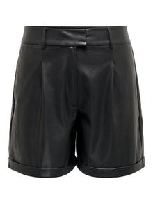 ONLY Curvy Faux leather shorts -Black - 15287396
