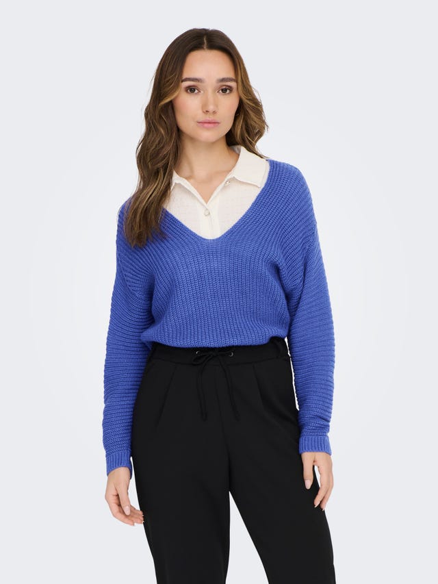 ONLY Round Neck Ribbed cuffs Dropped shoulders Pullover - 15287436
