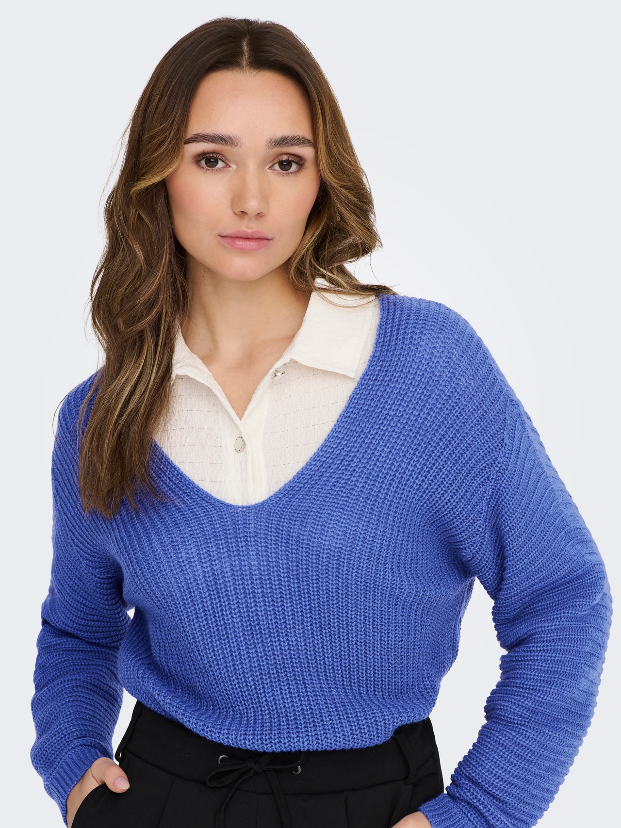 ONLY Reversible Knit Pullover -Dazzling Blue - 15287436