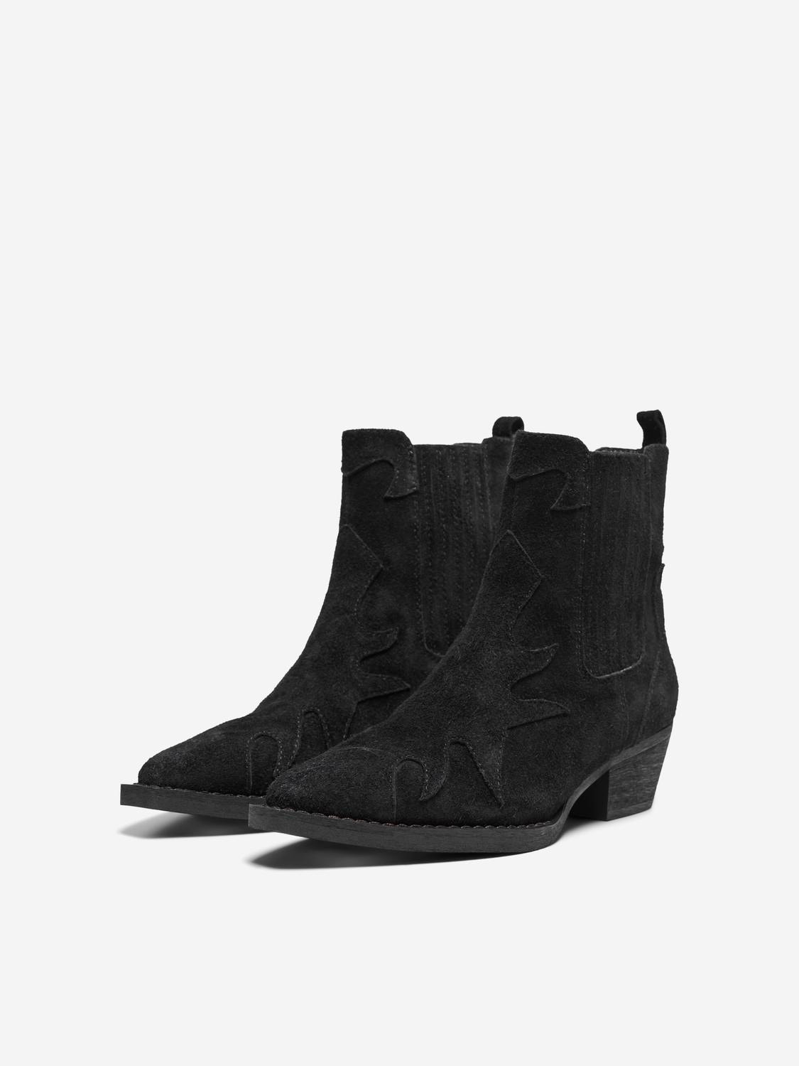 ONLY Læder Støvler med mønster -Black - 15287492