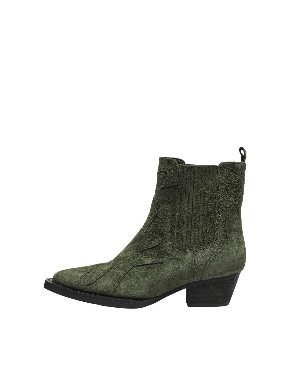 ONLY Leather Boots with pattern -Green Olive - 15287492