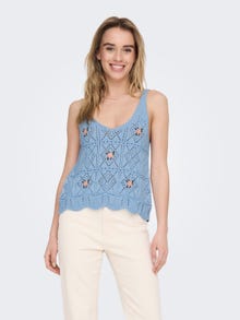 ONLY ONLARIBA Pletený top -Sky Blue - 15287517