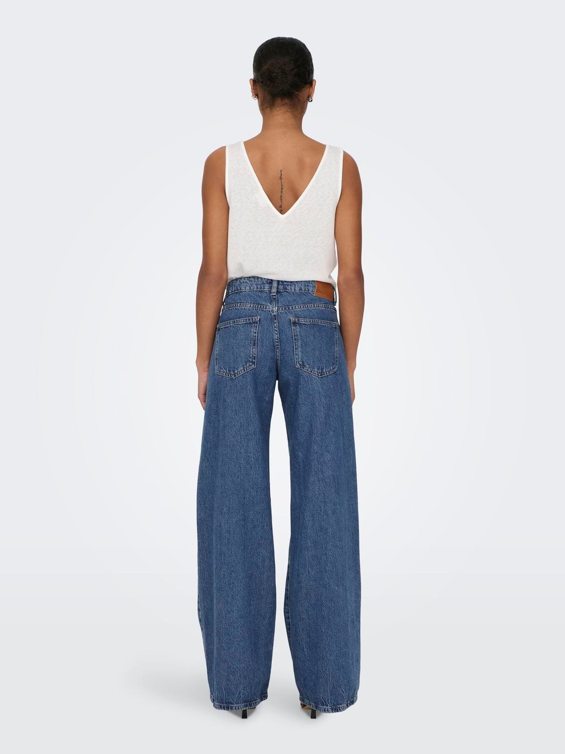 ONLY Wide Leg Fit Low waist Jeans -Medium Blue Denim - 15287525