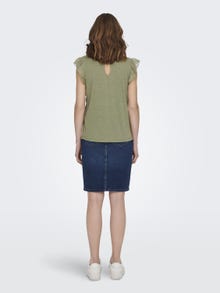 ONLY o-neck top with lace detail -Aloe - 15287625
