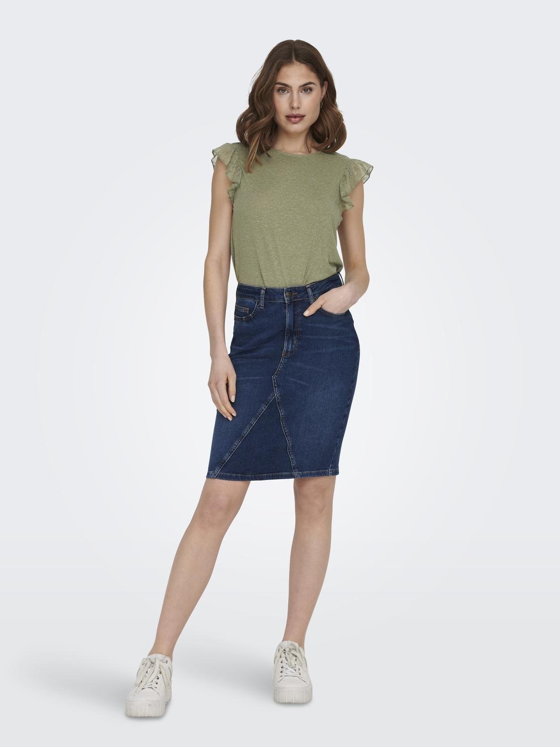 ONLY Regular Fit Round Neck Top -Aloe - 15287625