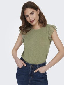 ONLY o-neck top with lace detail -Aloe - 15287625