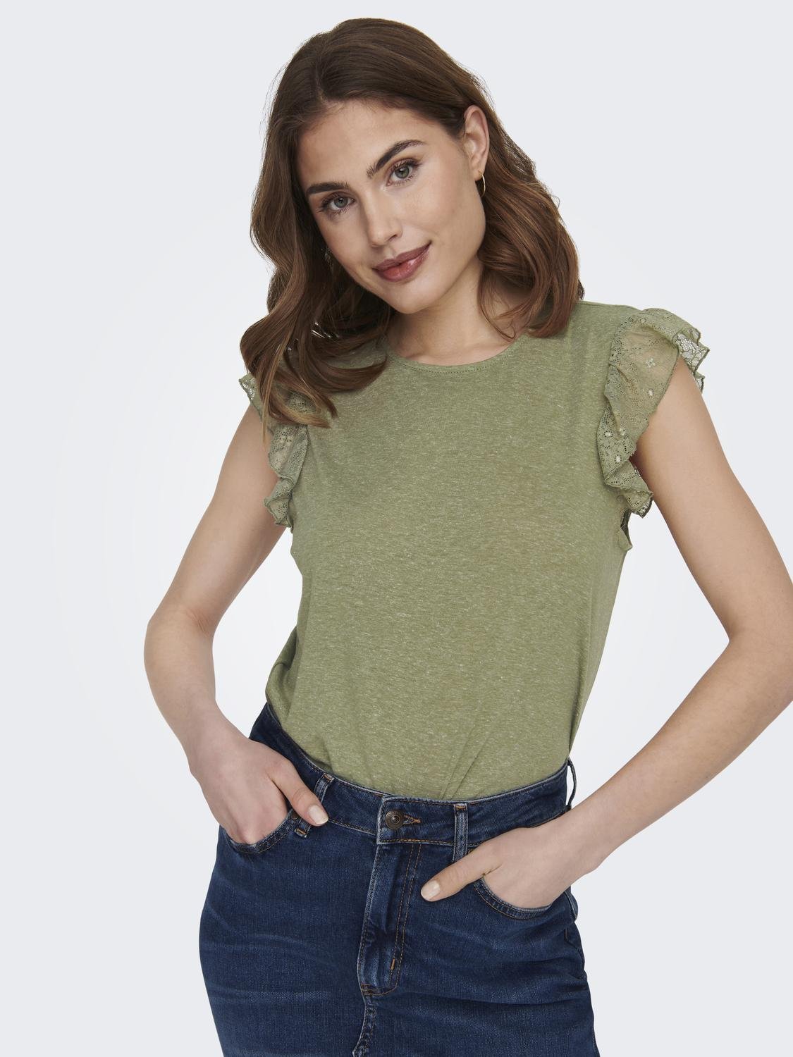 ONLY Tops Regular Fit Col rond -Aloe - 15287625